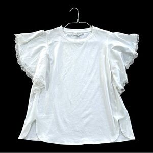 Molly Bracken White Butterfly Lattice Lace Crew Neck Blouse Lili Sidonio XS/S